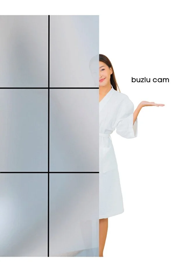 Duşakabin Kare Komple Buzlu Siyah Çizgi